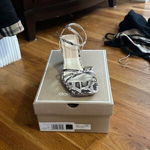 Dolce Vita Black and White Snakeskin Heels